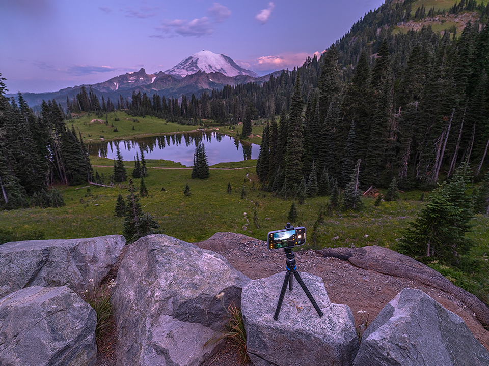 Using a phone tripod (the only non-iPhone shot in this article), Mount Rainier National Park / Rebecca Latson Using a phone tripod (the only non-iPhone shot in this article), Mount Rainier National Park / Rebecca Latson