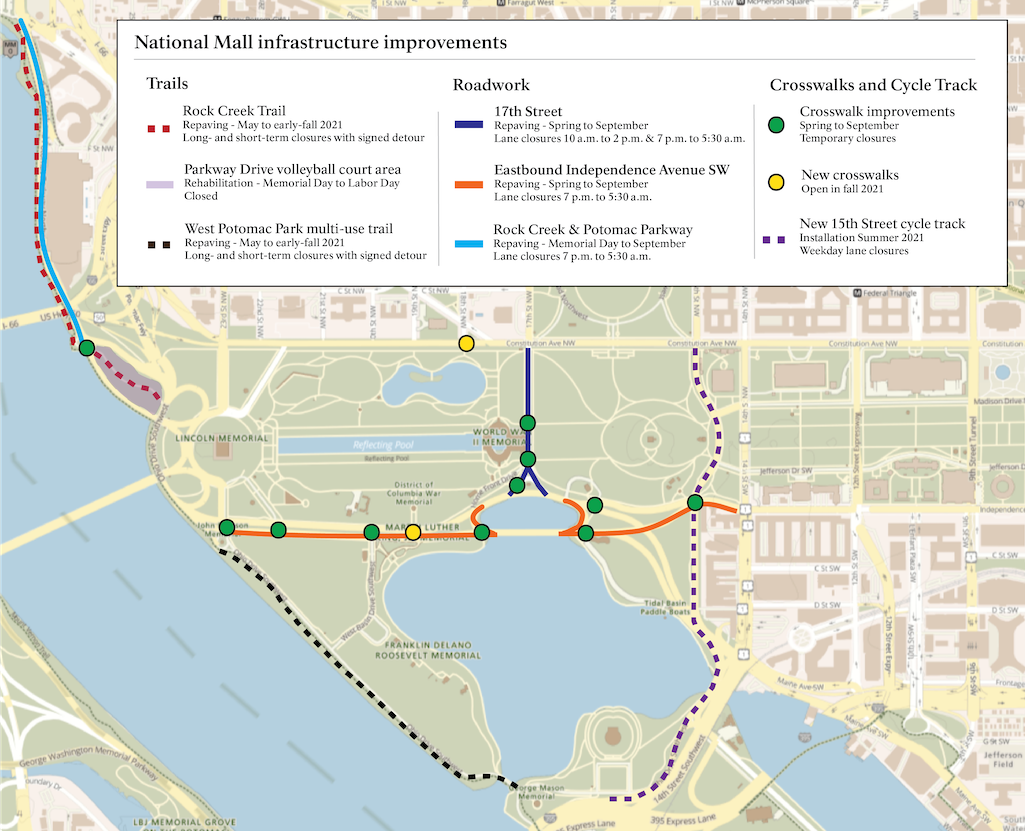 Get ready for a number of projects to make it easier and safer to get around the National Mall/ National Park Service Get ready for a number of projects to make it easier and safer to get around the National Mall/ National Park Service