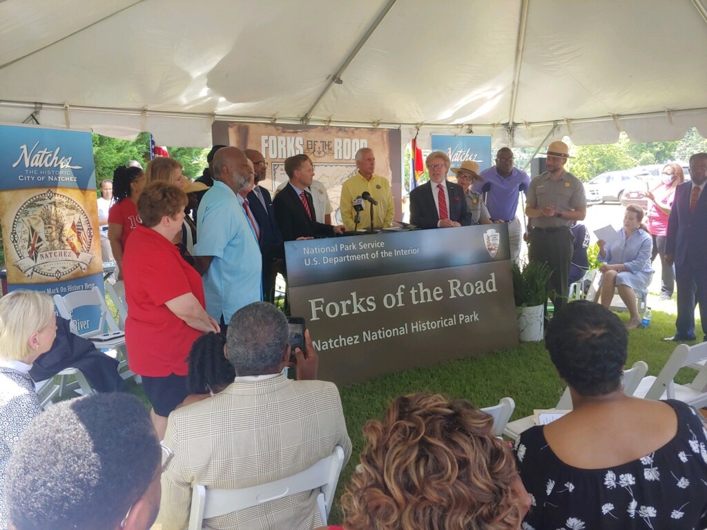 New NPS sign for NATC's newest park site, Forks of the Road/NPS