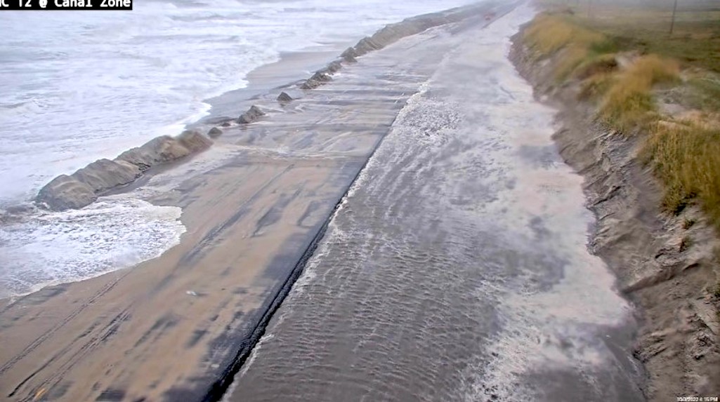 The winds and tides caused serious overwash in several locations and forced closure of the highway between Oregon Inlet and the Rodanthe Roundabout/NCDOT 