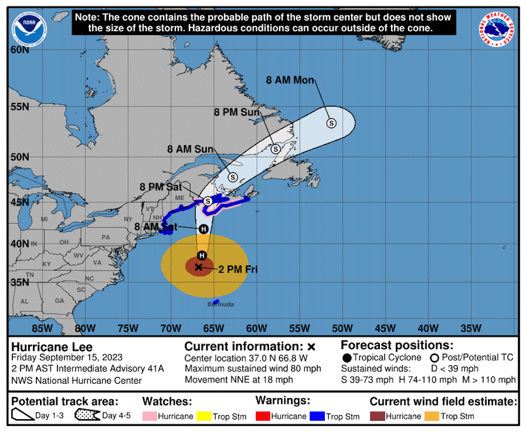Hurricane Lee was lined up to brush coastal New England/National Hurricane Center Hurricane Lee was lined up to brush coastal New England/National Hurricane Center