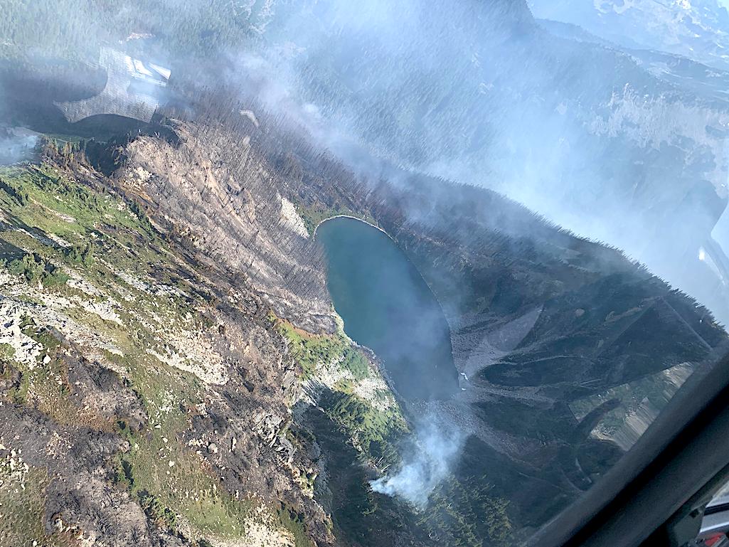 The Little Chill Fire burning in the Chilliwack Drainage in the Stephen Mather Wilderness is one of four larger fires in the Chilliwack Complex/Inciweb