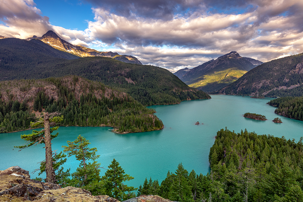 A moody morning at Diablo Lake, Ross Lake National Recreation Area, North Cascades Complex / Rebecca Latson