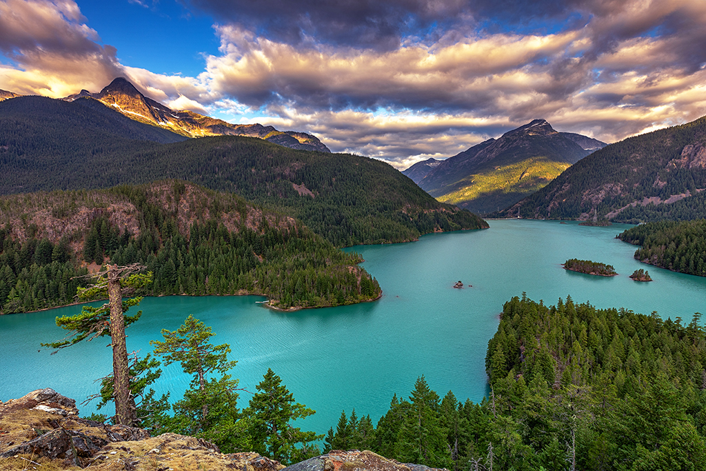 Early morning clouds over Diablo Lake, Ross Lake National Recreation Area, North Cascades National Park Complex / Rebecca Latson