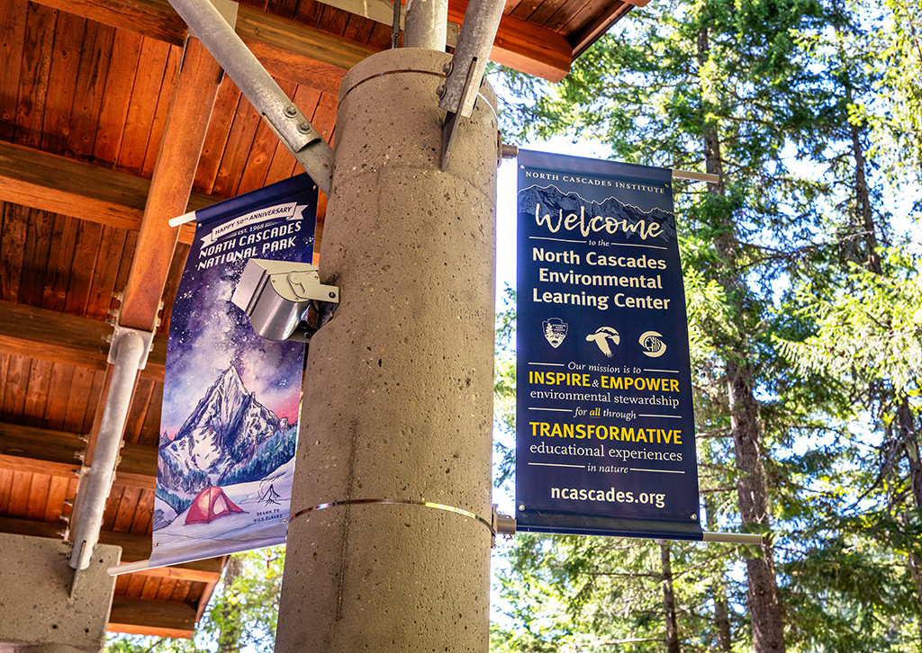 Welcoming signs at the Environmental Learning Center, Ross Lake National Recreation Area, North Cascades Complex / Rebecca Latson