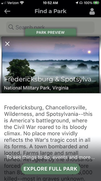 Some parks have more information than others. Some parks have more information than others.