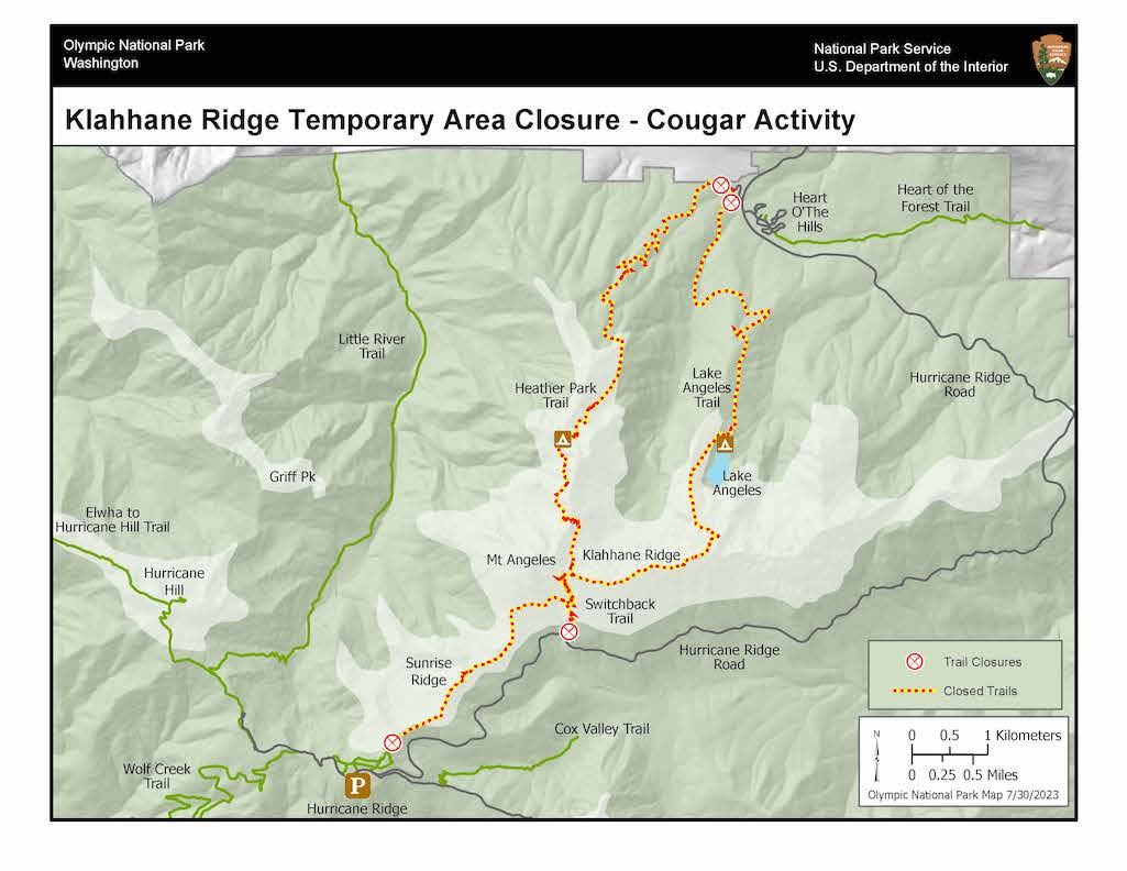A youngster was attacked by a cougar at Olympic National Park, prompting a closure of part of the park/NPS