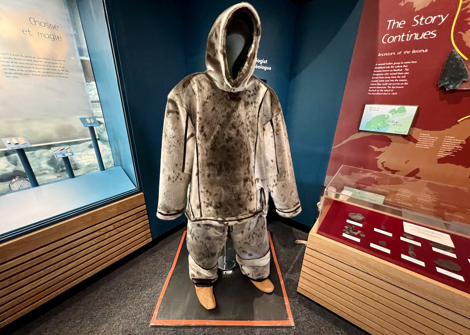 A sealskin outfit that's on display at the Port au Choix National Historic Site visitor center. A sealskin outfit that's on display at the Port au Choix National Historic Site visitor center.