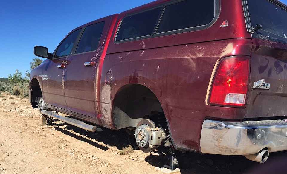 This long wheelbase truck is the right vehicle for much of Parashant, but it had street tires that were not All Terrain rated to go off pavement. Believe it or not this vehicle had THREE tires that went flat in one day/NPS, Jeff Axel