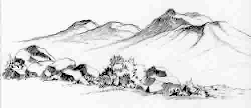 The Three Sisters/Sketch by Ray Kriese, volunteer in the park