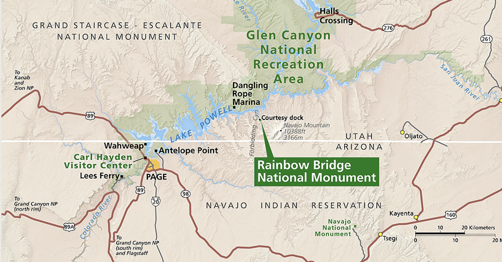 Rainbow Bridge locator map/NPS Rainbow Bridge locator map/NPS