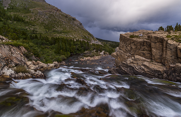 Looking Down Swiftcurrent Falls