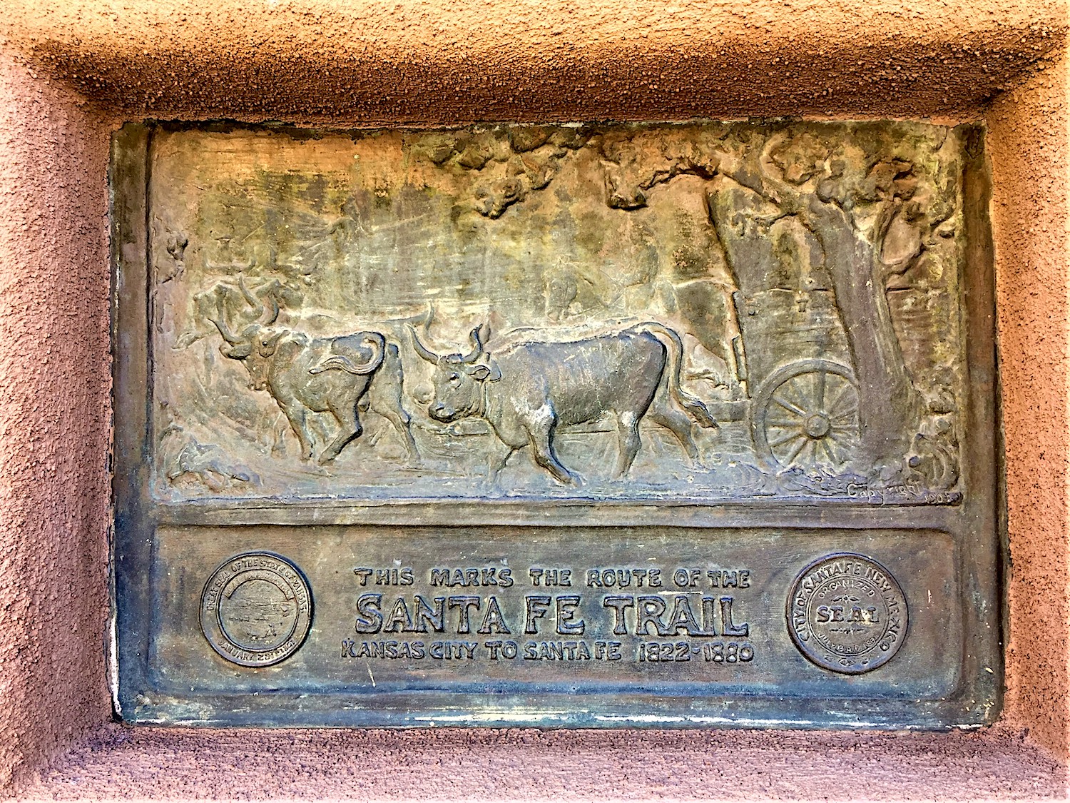 A marker in downtown Santa Fe, New Mexico, puts you at the end, or beginning, of the trail/Barbara Jensen