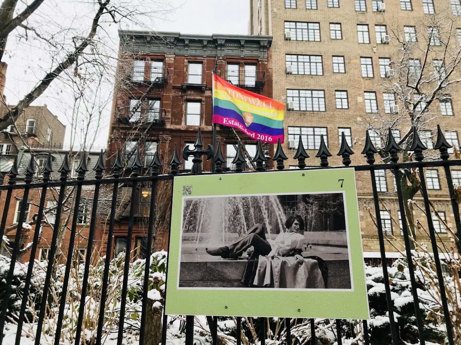 One of the historical photos shown in a fence exhibit at Stonewall National Monument. One of the historical photos shown in a fence exhibit at Stonewall National Monument.