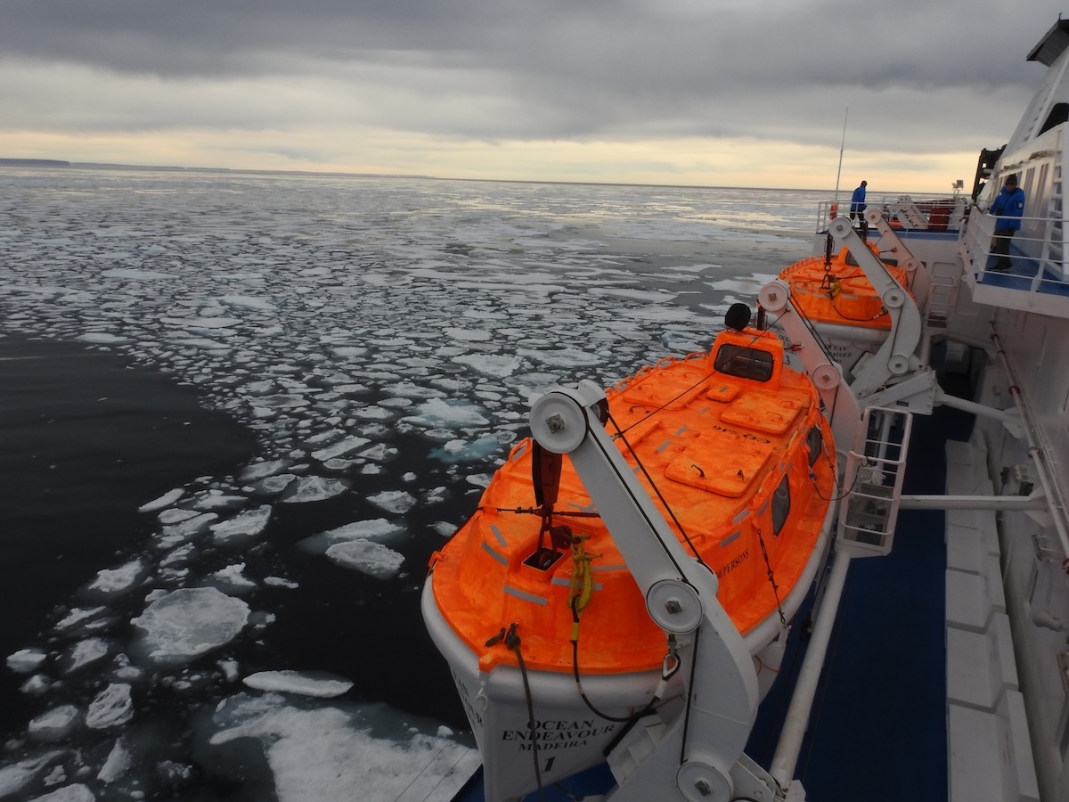 Plowing through the sea ice in Tallurutiup Imanga National Marine Conservation Area in Canada.