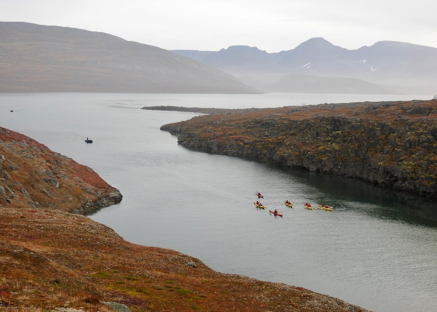In Eclipse Sound, people experience Torngat Mountains National Park by kayak. In Eclipse Sound, people experience Torngat Mountains National Park by kayak.