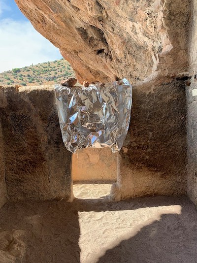Cliff dwelling door prepared for wildfire/NPS, Macie Monahan