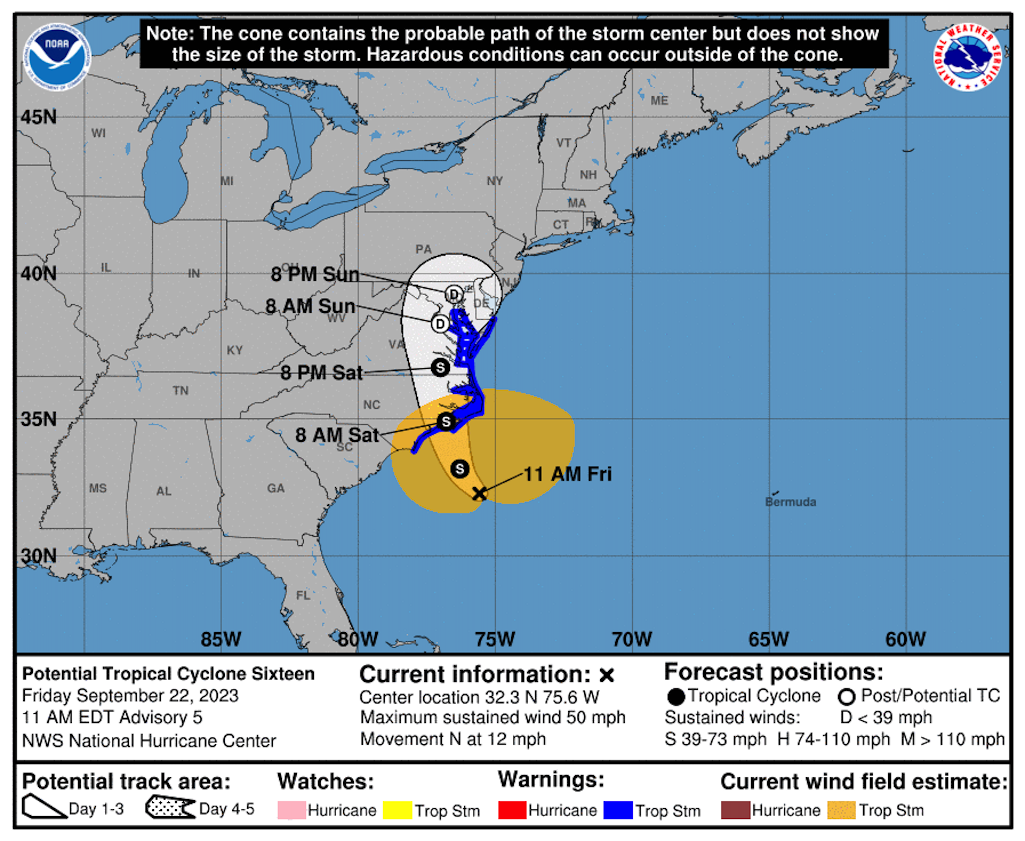 Tropical Cyclone Sixteen's approach prompted closures of National Park Service sites in North Carolina/NOAA
