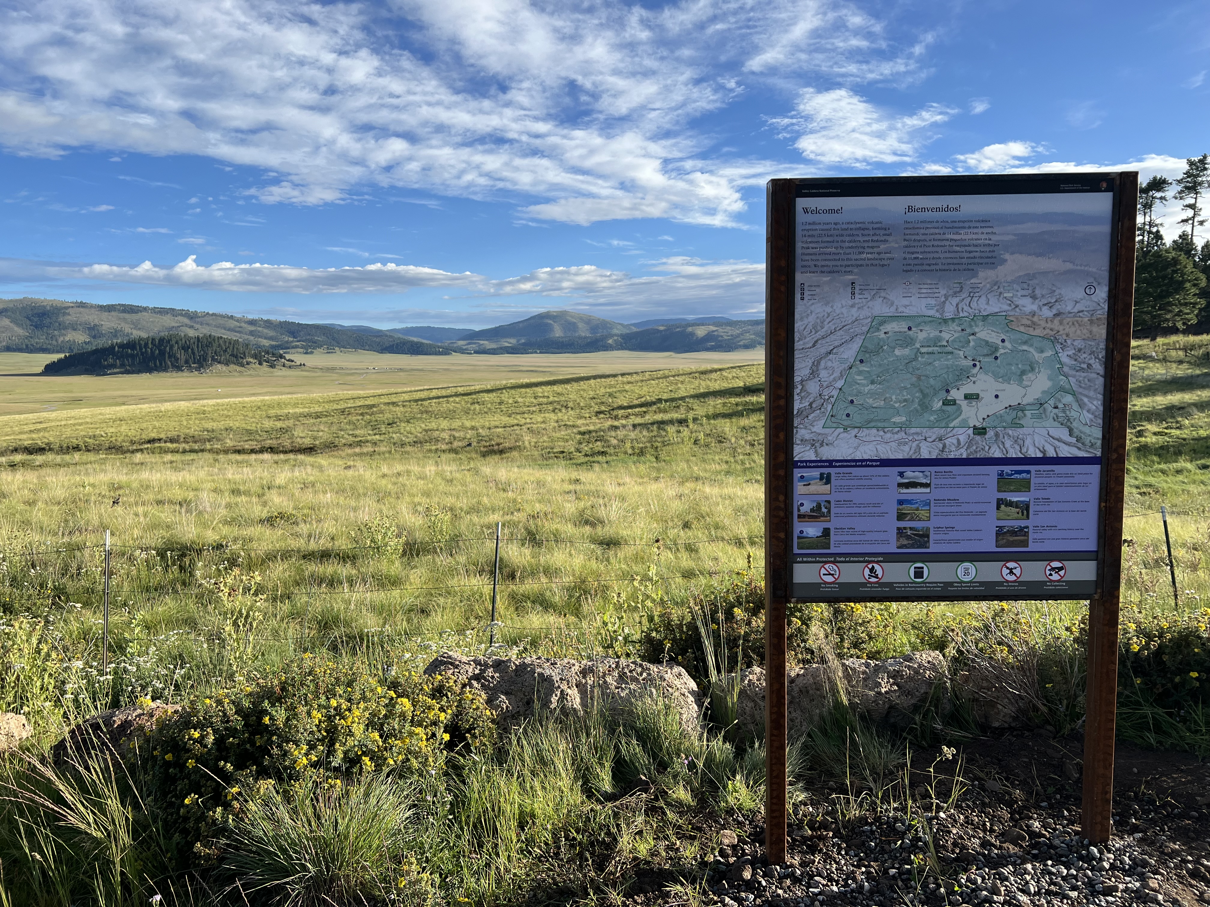 Orientation panel installed this year overlooking Valle Grande / NPS