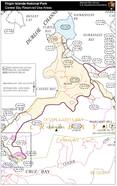 Map of Caneel Bay at Virgin Islands National Park/NPS