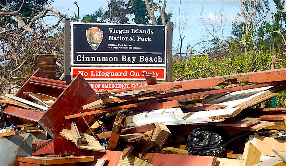 Hurricane damage at Cinnamon Bay in Virgin Islands National Park/NPS