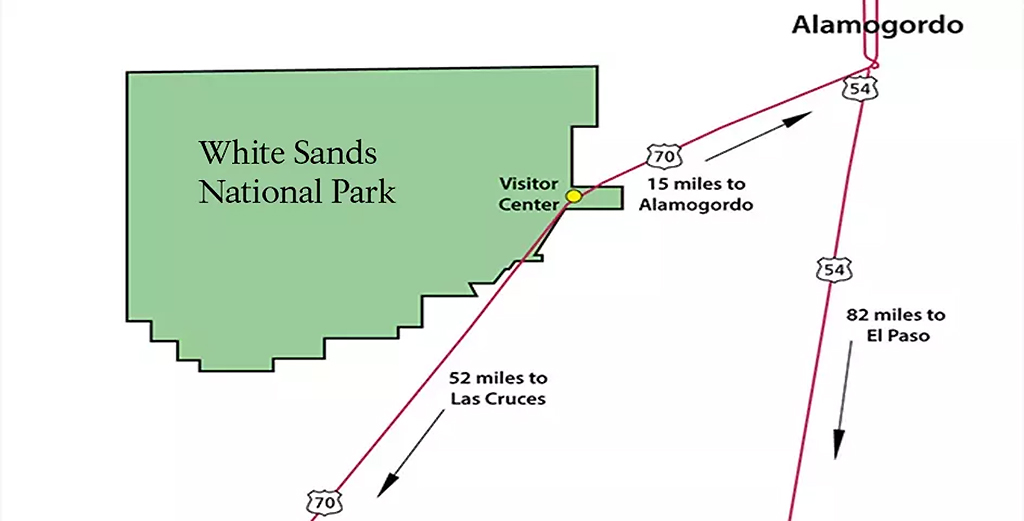 Area map around White Sands National Park / NPS graphic