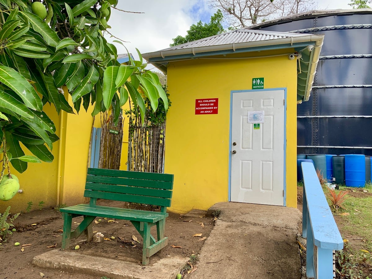The accessible washroom at the start of the trail network.