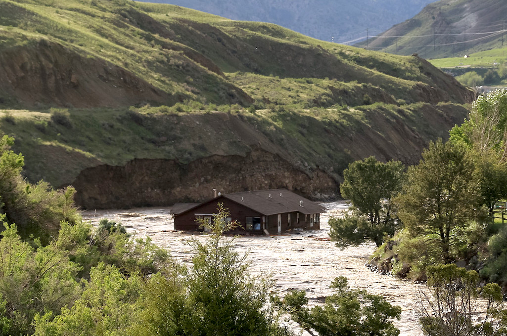Park Service employee housing in Gardiner, MT, got washed down the Gardner River/NPS Park Service employee housing in Gardiner, MT, got washed down the Gardner River/NPS