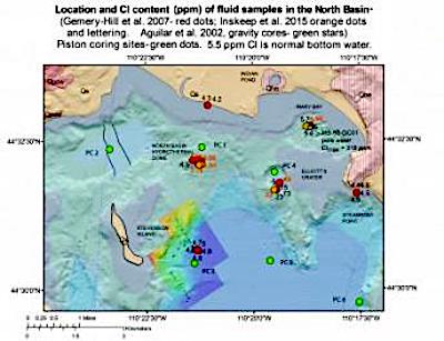 Hydrothermal map of Yellowstone Lake/USGS