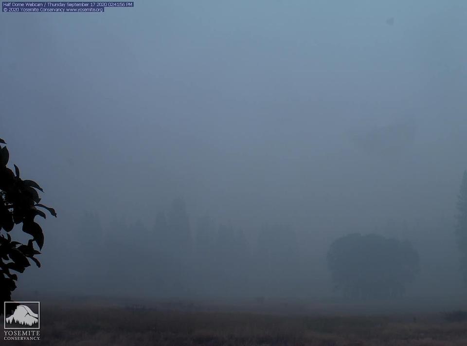 It was impossible to see Half Dome through the smoke in the Yosemite Valley on Thursday afternoon/Yosemite Conservancy