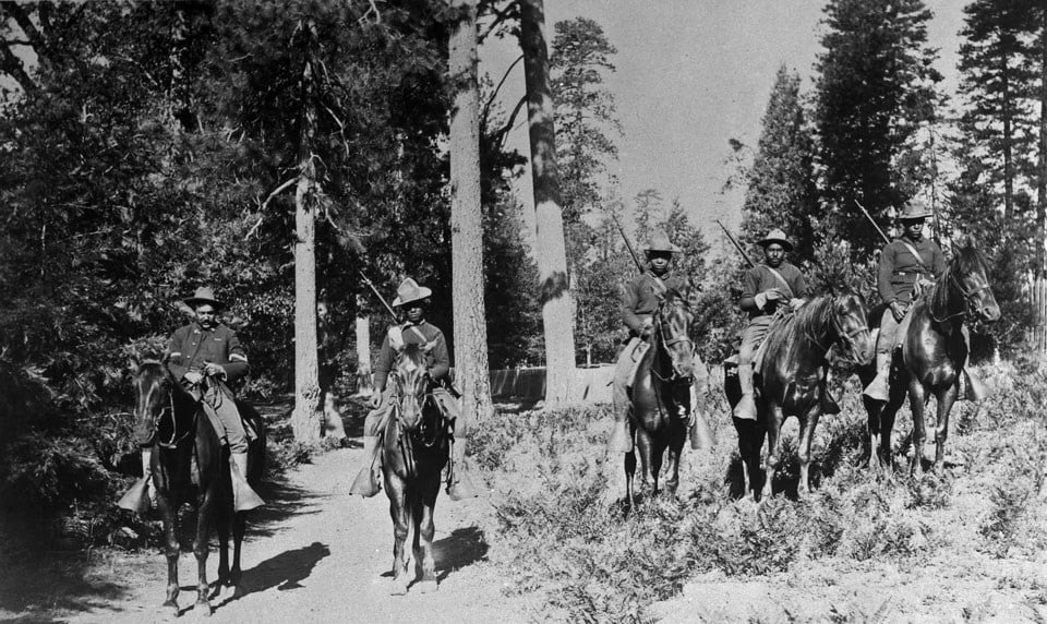 An 1899 photo of Buffalo Soldiers in the 24th Infantry, Yosemite National Park / National Park Service An 1899 photo of Buffalo Soldiers in the 24th Infantry, Yosemite National Park / National Park Service