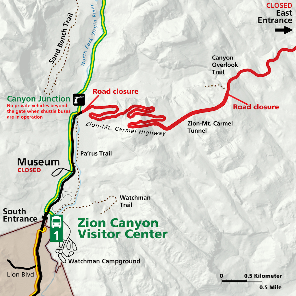 Road work will require some nightly closures of the Zion-Mount Carmel Highway next week/NPS Road work will require some nightly closures of the Zion-Mount Carmel Highway next week/NPS