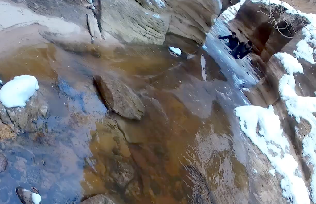 Two hikers, stranded in the backcountry of Zion National Park, had to wade through an ice-covered stream to be rescued/Utah Department of Public Safety Two hikers, stranded in the backcountry of Zion National Park, had to wade through an ice-covered stream to be rescued/Utah Department of Public Safety