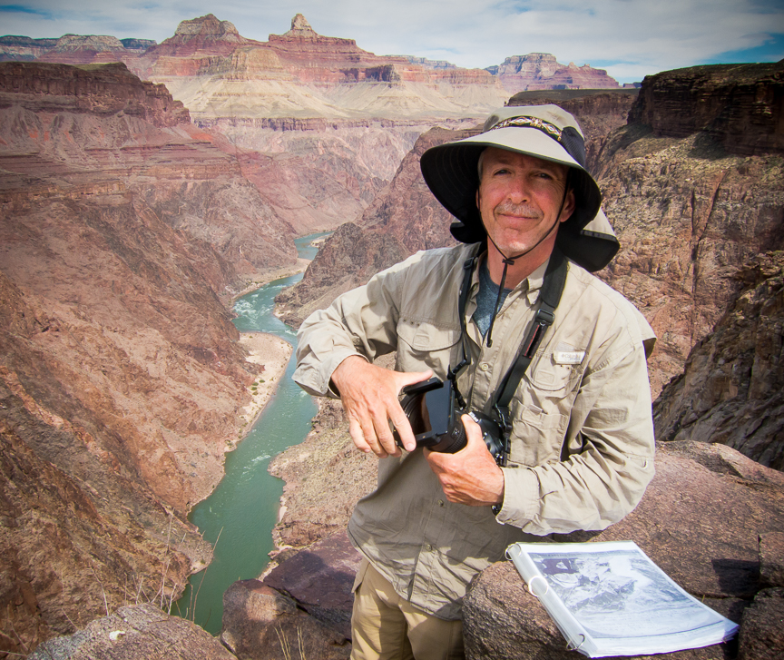 Paul Horsted working at the inner gorge of the Grand Canyon.