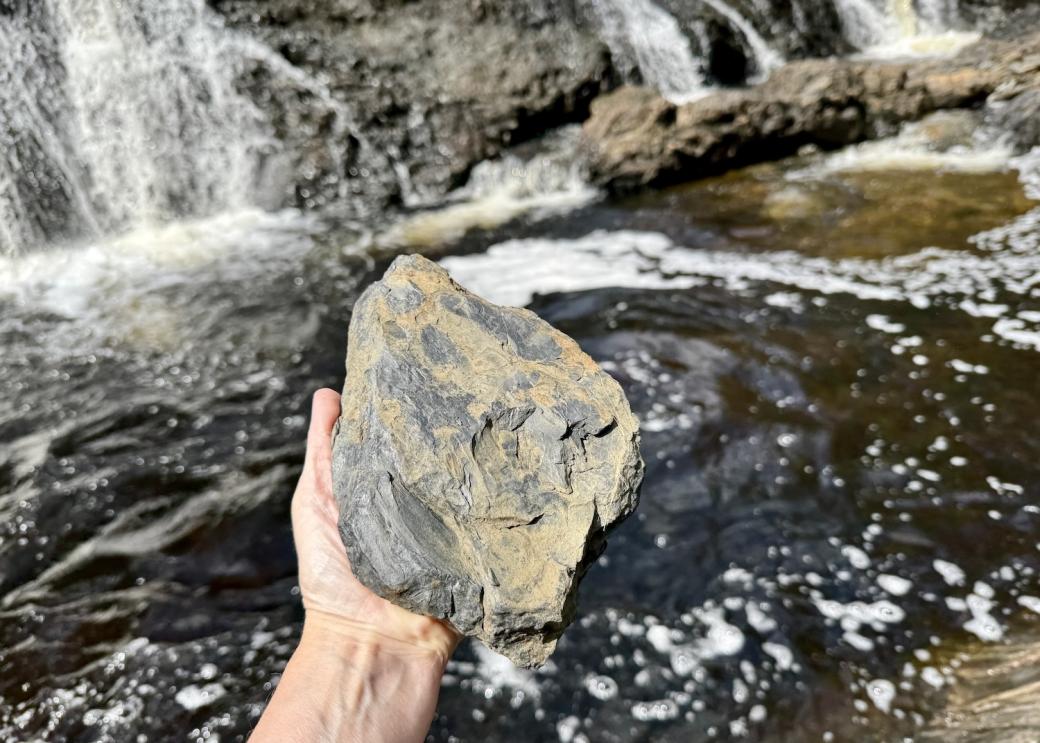 The rock that writer Jennifer Bain used to make a nature offering into a waterfall.