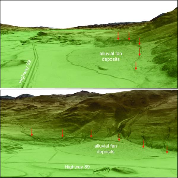 Shaded relief maps based on lidar data and showing fault scarps in Paradise Valley, Montana Shaded relief maps based on lidar data and showing fault scarps in Paradise Valley, Montana
