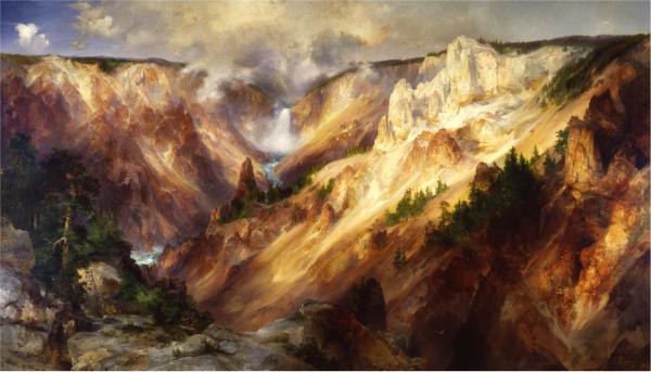 Painting of the Grand Canyon of the Yellowstone by artist Thomas Moran