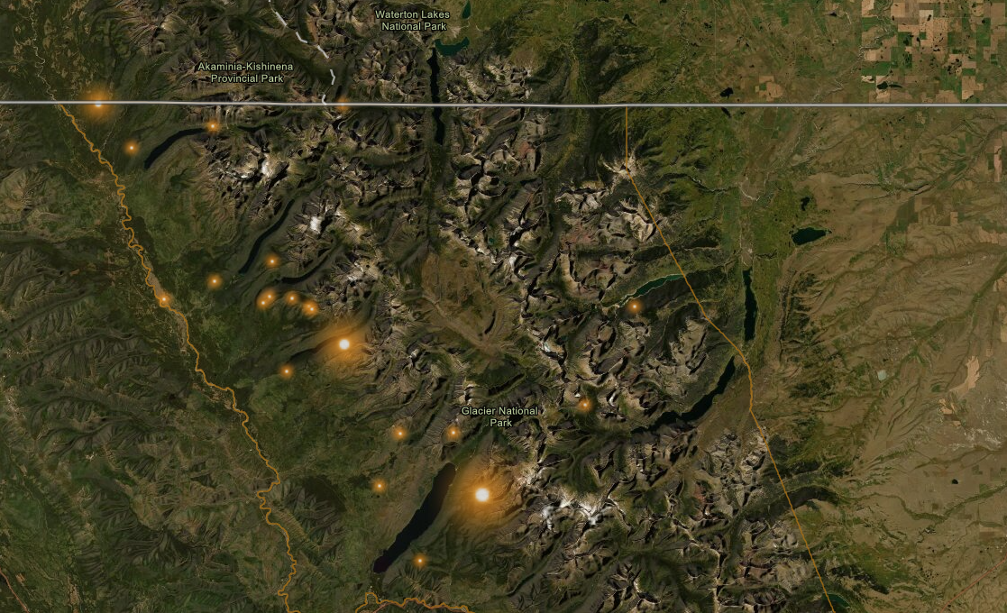 Satellite imagery of the 20 fires that burned in Glacier National Park in 2017/Earthstar Geographics
