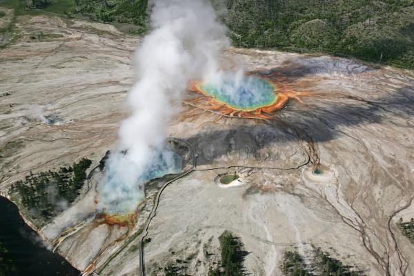 Excelsior Geyser and Grand Prismatic Spring, Yellowstone