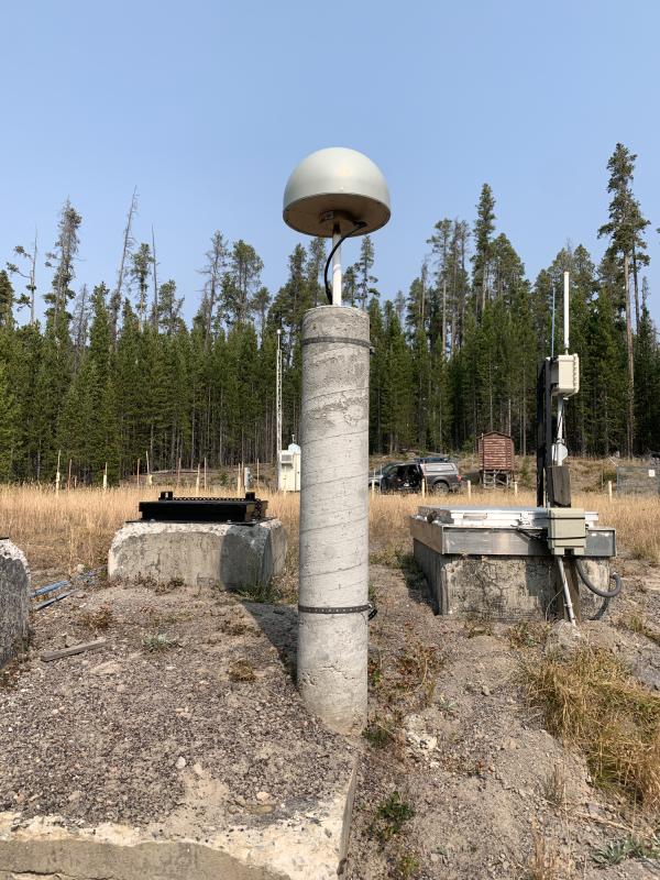 GNSS site LKWY, on the north side of Yellowstone Lake