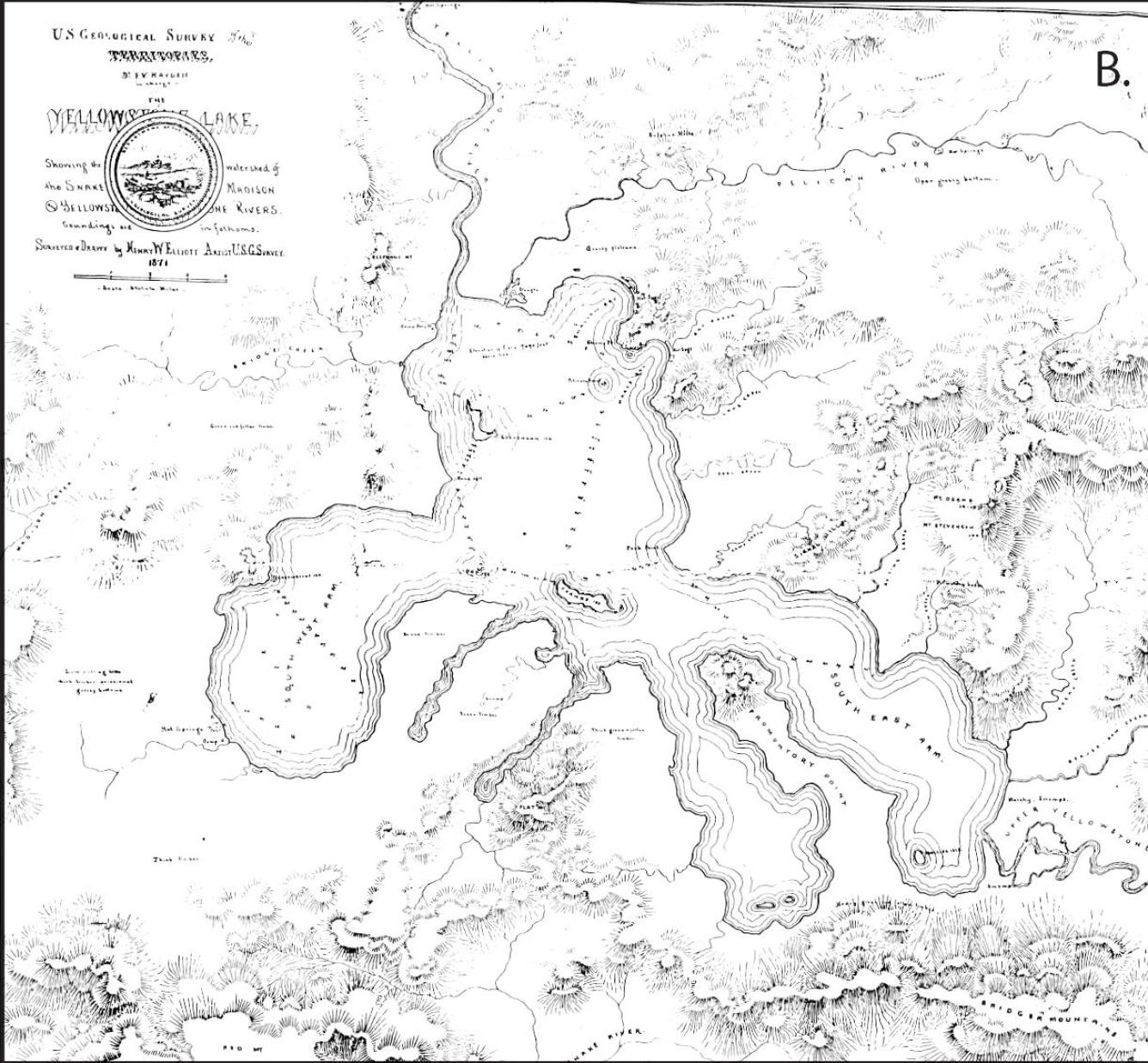 Henry Elliott’s 1871 map of Yellowstone Lake