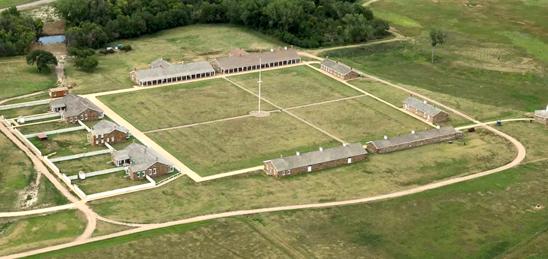 An aerial view of Fort Larned/NPS