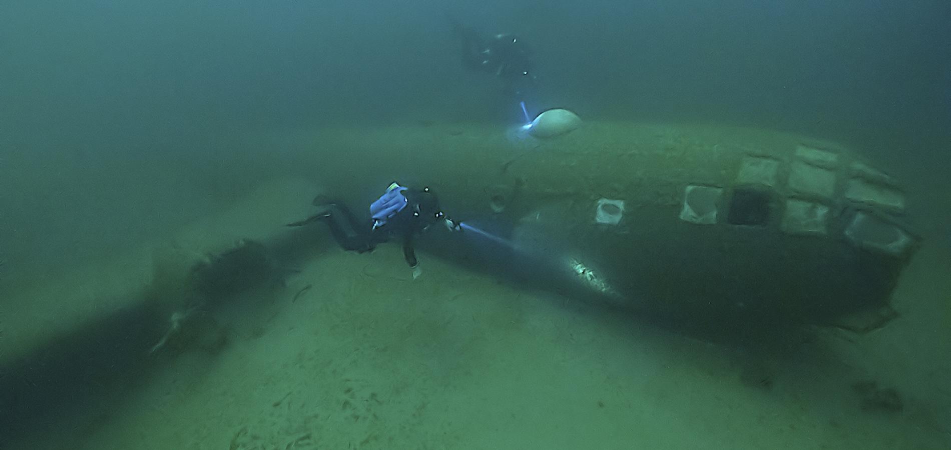 One of the notable underwater artifacts in the National Park System is a B-29 Flying Fortress that crashed into Lake Mead in 1948/NPS, Brett Seymour