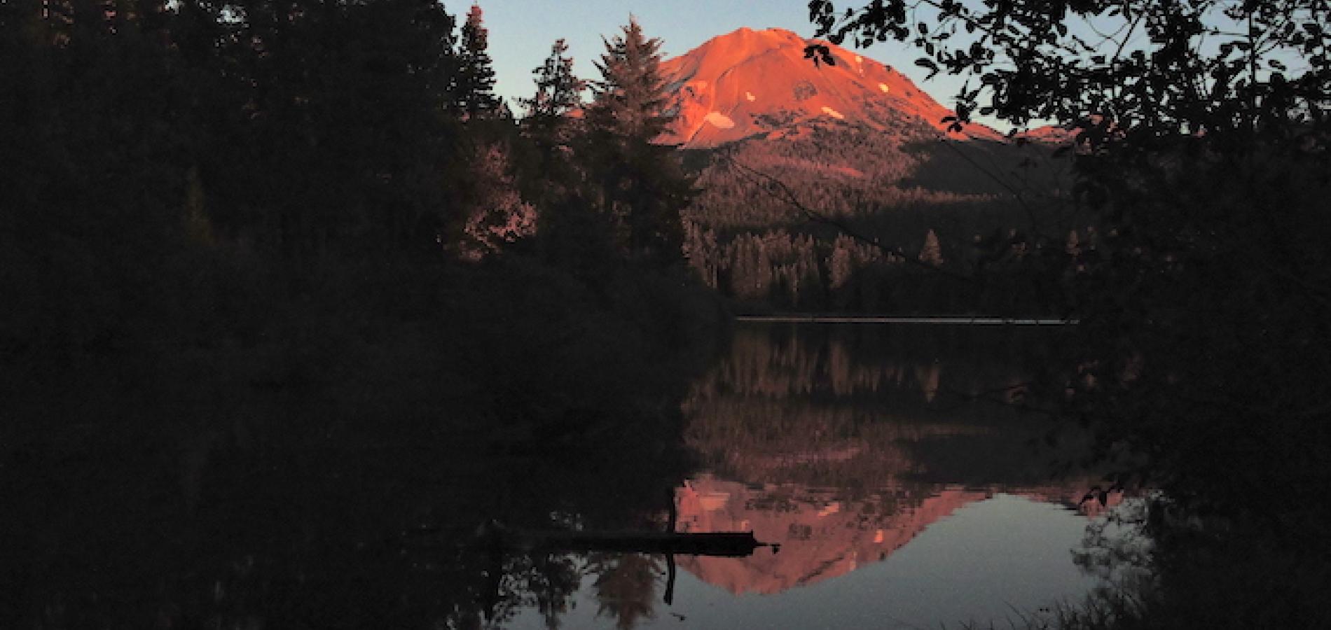Lassen Peak over Manzanita Lake. Lassen Volcanic National Park/Lee Dalton