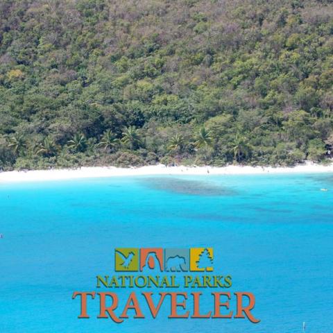 National Parks Traveler Podcast Episode 225 Image An image of a serene beach with vivid blue water