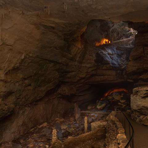 Looking up toward the natural entrance to Carlsbad Cavern at Carlsbad Caverns National Park