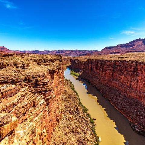 The Colorado River as seen from the historic Navajo Bridge in Glen Canyon National Recreation Area, Arizona
