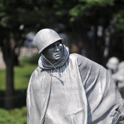 A statue of a Korean War soldier, Korean War Veterans Memorial