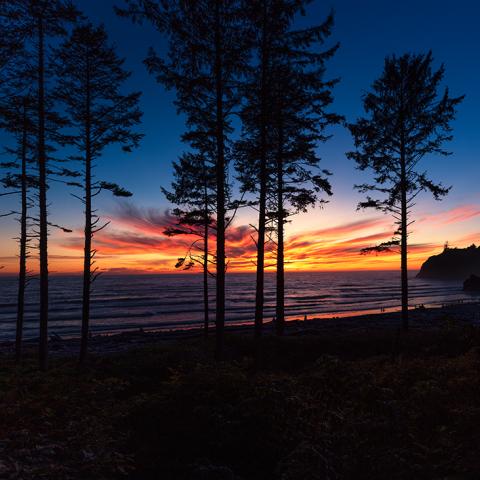 An explosion of post-sunset afterglow at Ruby Beach in Olympic National Park in Washington state.