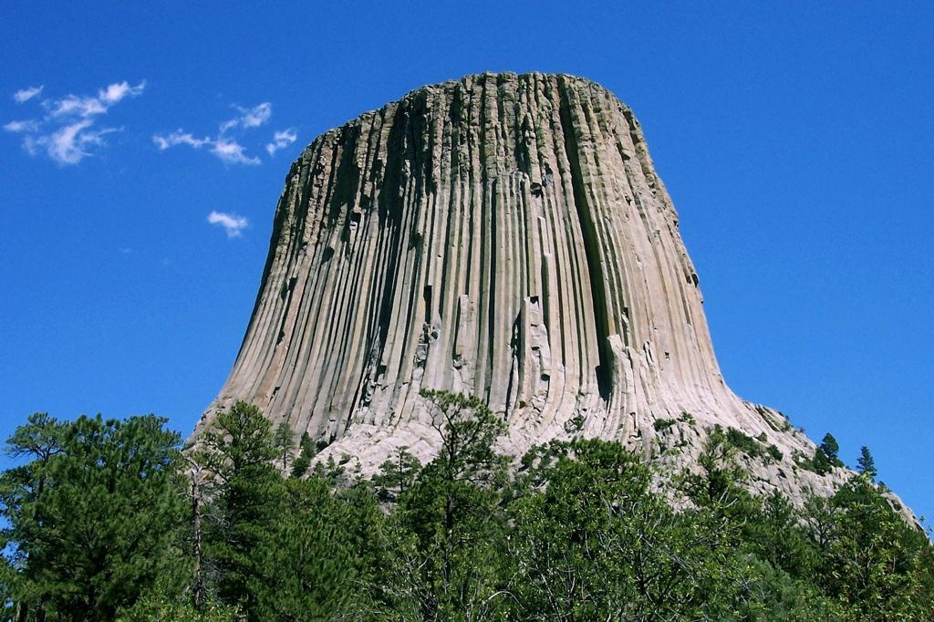 Devils Tower Against a Blue Sky